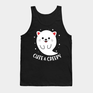 Funny Cute & Creepy Cat Ghost Halloween Tank Top